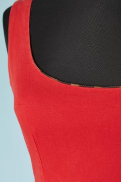 Sleeveless red cotton dress with silver metal brand Dolce & Gabbana