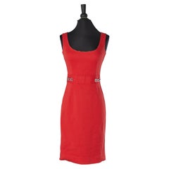Robe sans manches en coton rouge avec métal argenté de la marque Dolce & Gabbana