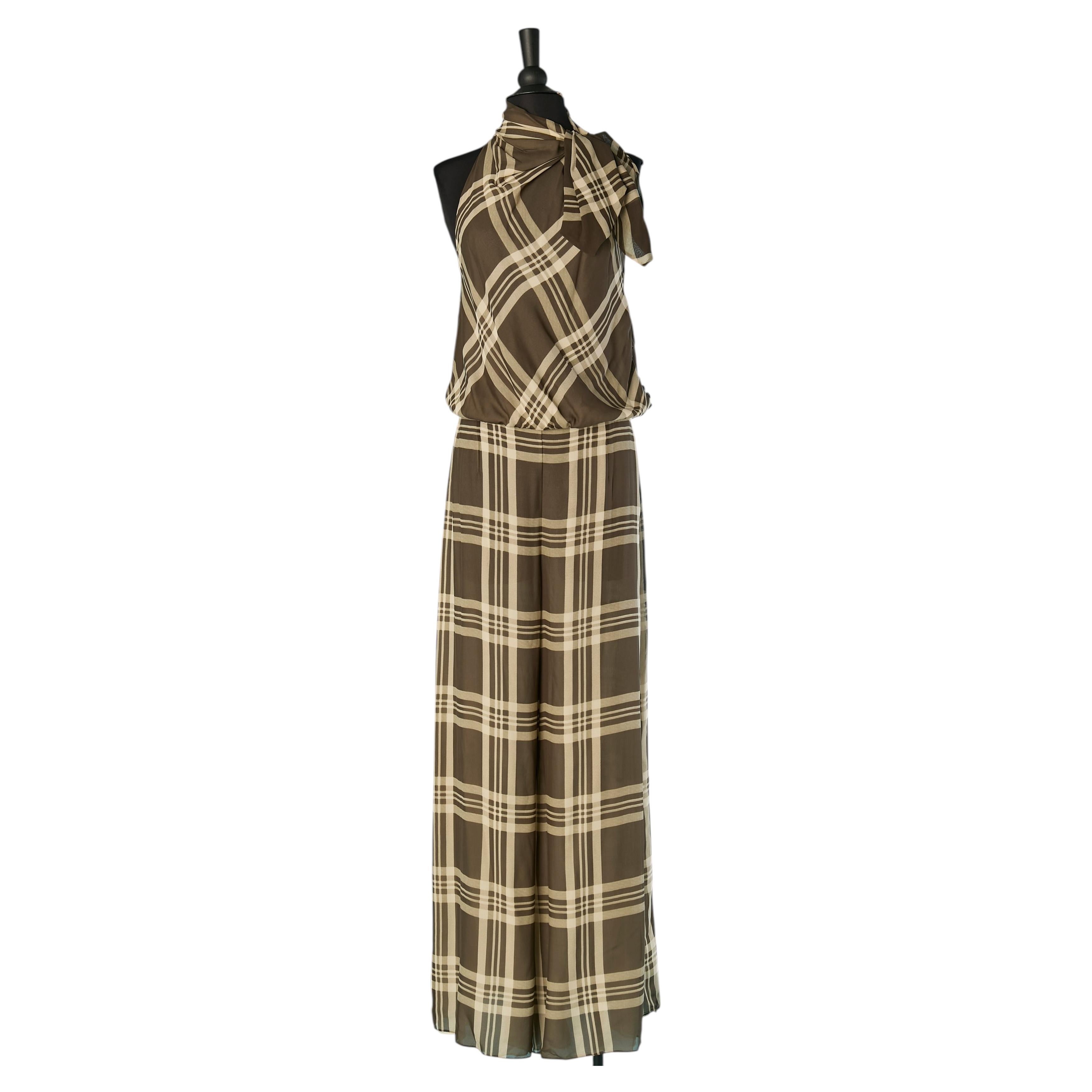Sleeveless silk chiffon jumpsuit with check pattern ROCHAS For Sale