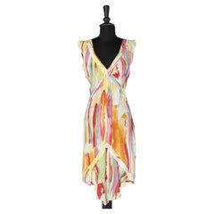 Sleeveless silk dress with abstract print Yves Saint Laurent Rive Gauche 