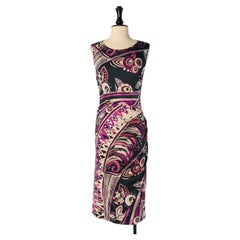 Sleeveless silk jersey printed and draped dress EMILIO PUCCI