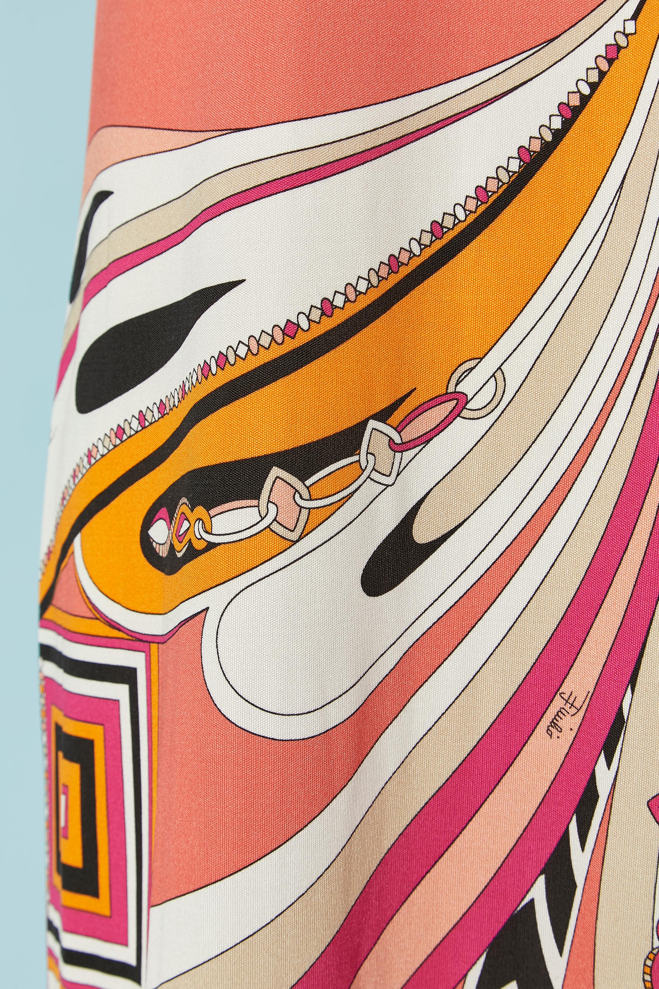 Vestido de cóctel estampado de punto de seda sin mangas EMILIO PUCCI Nuevo Beige en venta