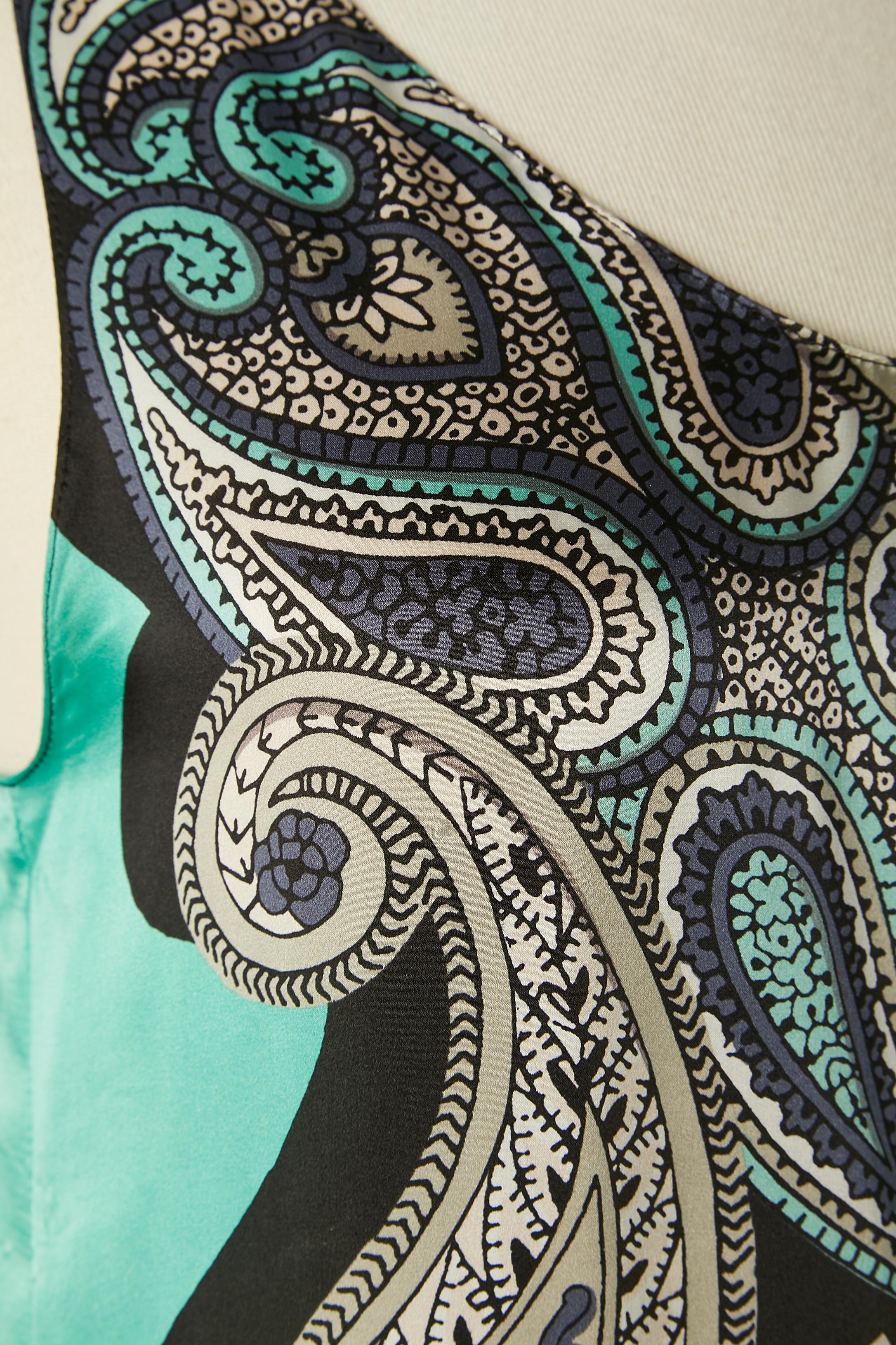 Gray Sleeveless silk Paisley printed evening dress Lanvin by Alber Elbaz SS 2014 For Sale