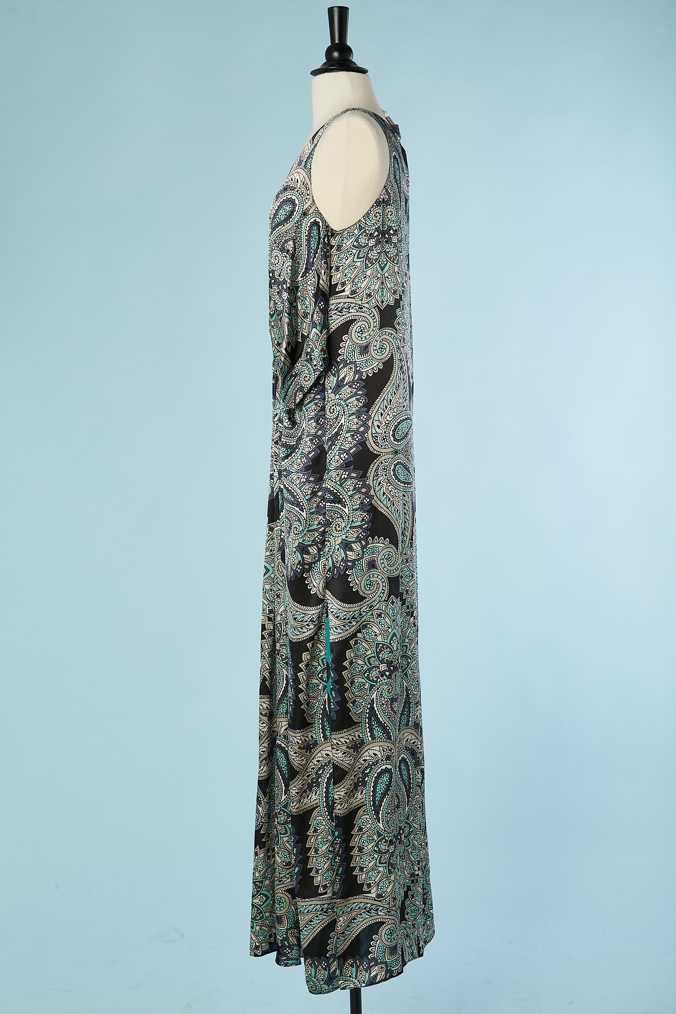 Sleeveless silk Paisley printed evening dress Lanvin by Alber Elbaz SS 2014 In Excellent Condition For Sale In Saint-Ouen-Sur-Seine, FR