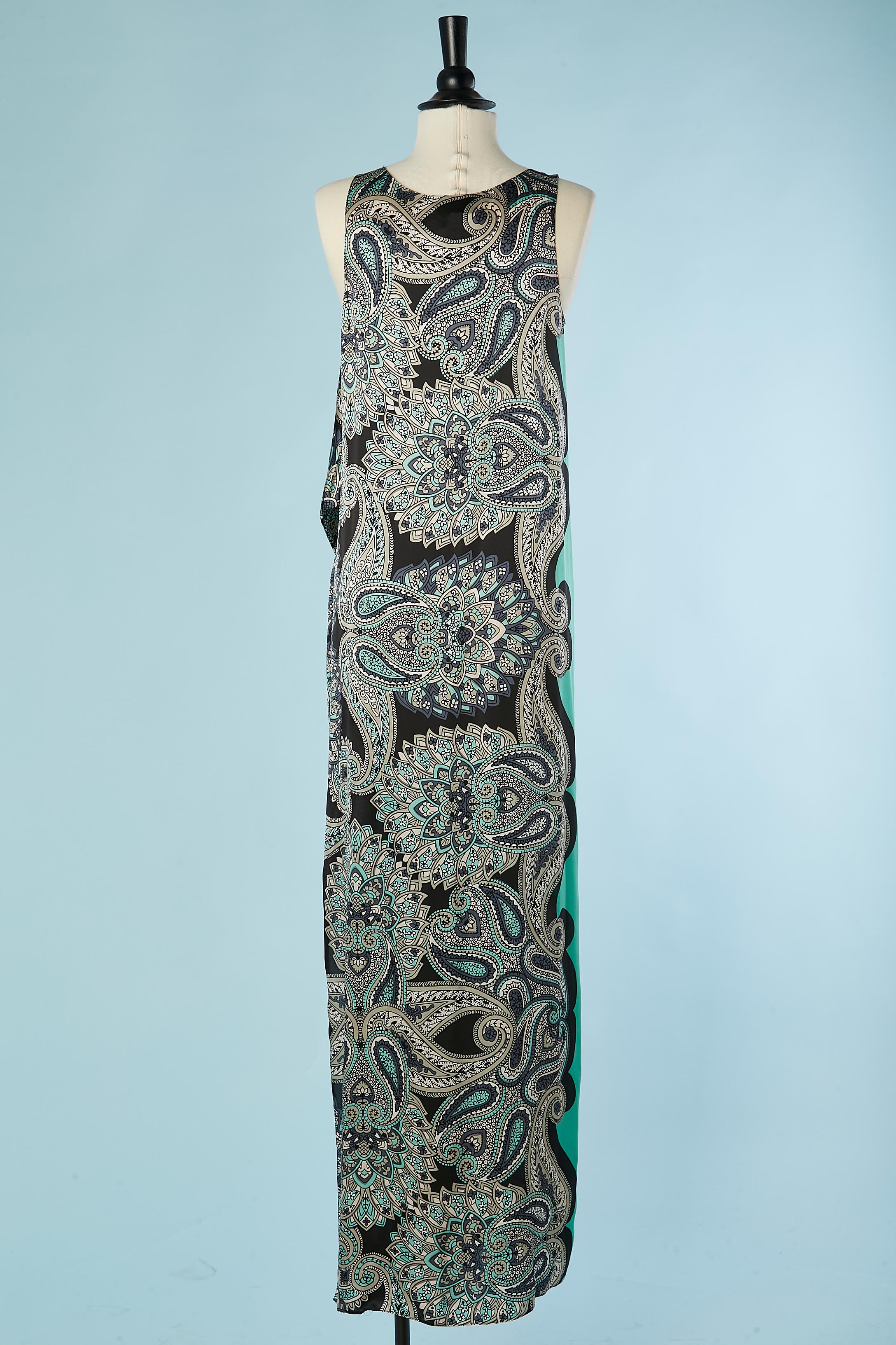 Women's Sleeveless silk Paisley printed evening dress Lanvin by Alber Elbaz SS 2014 For Sale