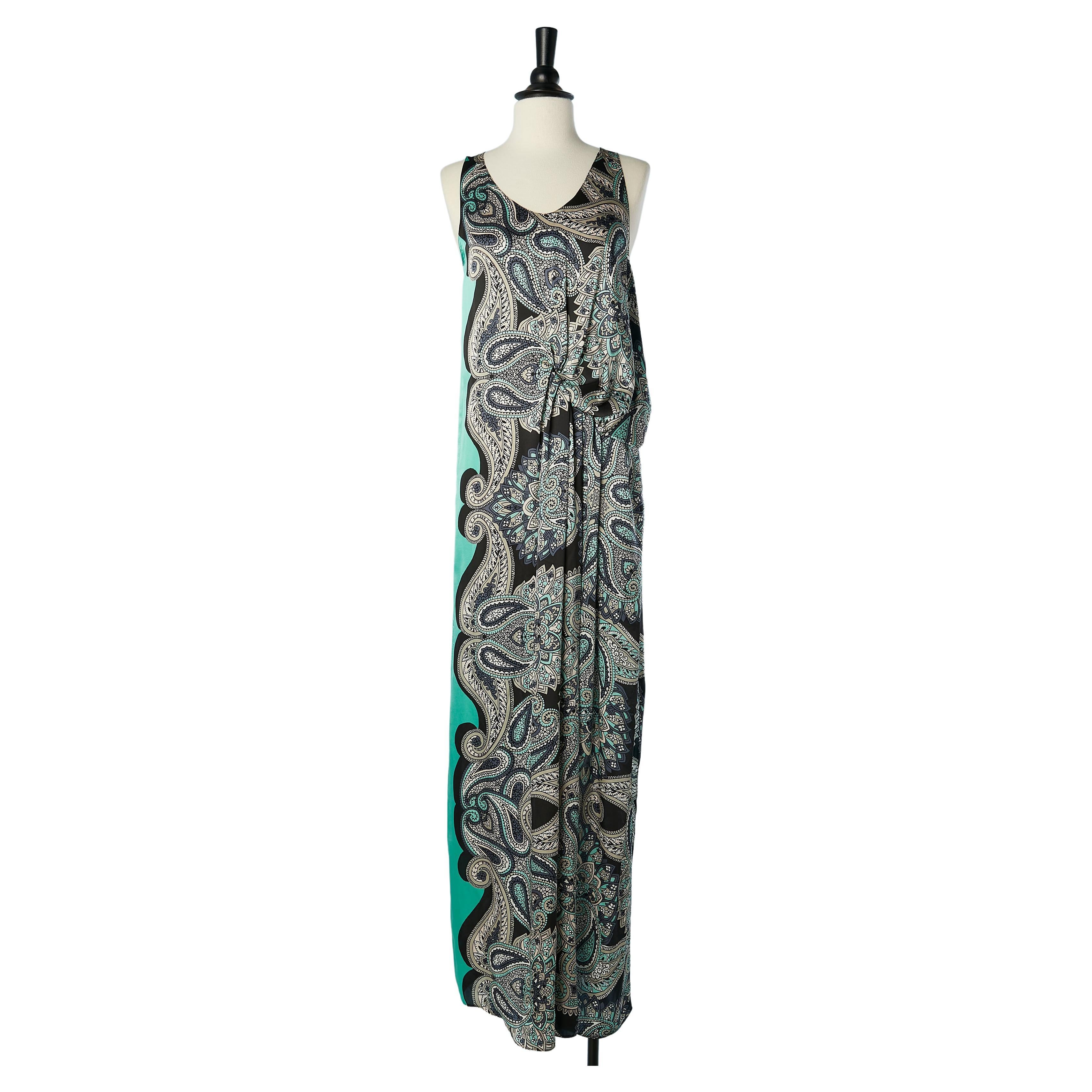 Sleeveless silk Paisley printed evening dress Lanvin by Alber Elbaz SS 2014 For Sale