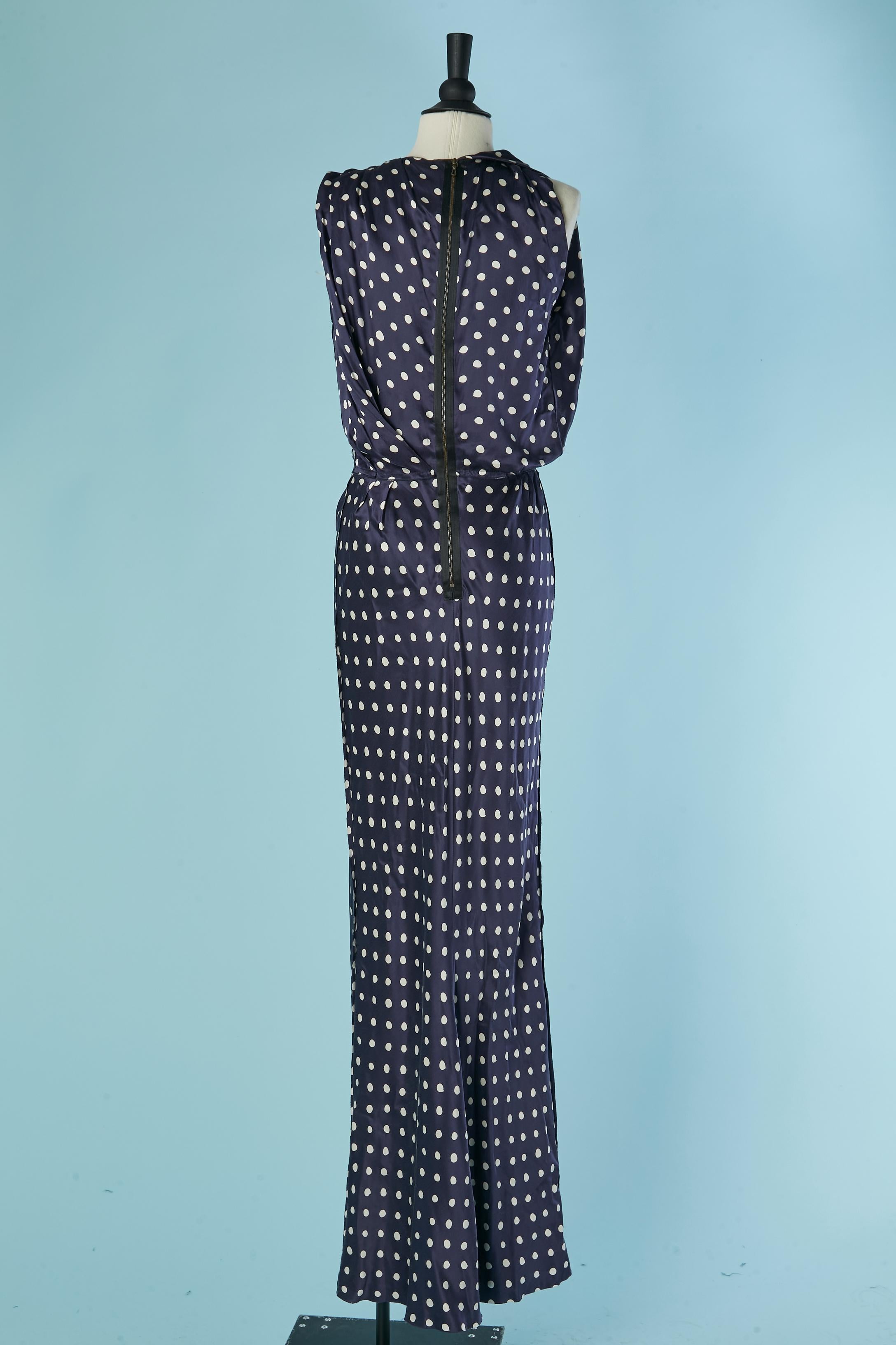 Ärmelloses Abendkleid aus Seide mit Polka Dots und Blumenbrosche LANVIN by A. ELBAZ im Angebot 1