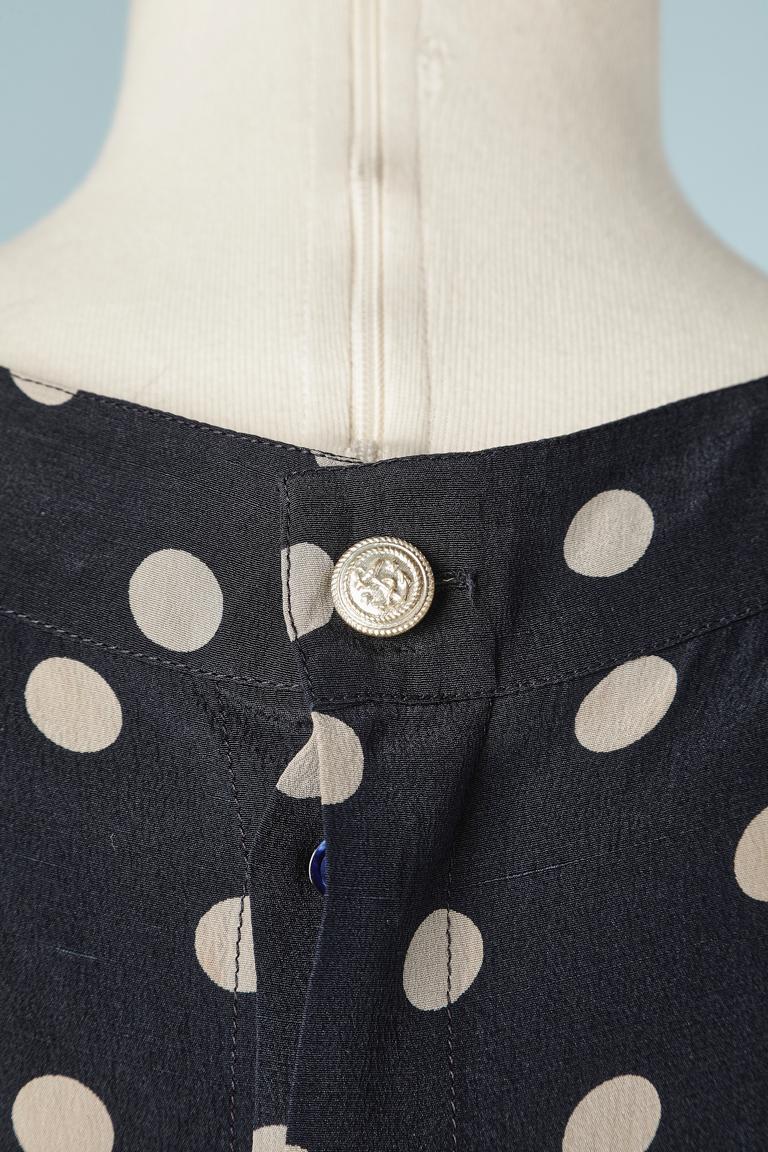 Women's or Men's Sleeveless silk polka-dots top with bow and buttons in the back Chanel Boutique 