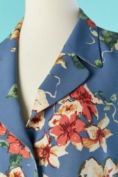 Sleeveless single-breasted jacket in crêpe with flower print Kenzo Jungle