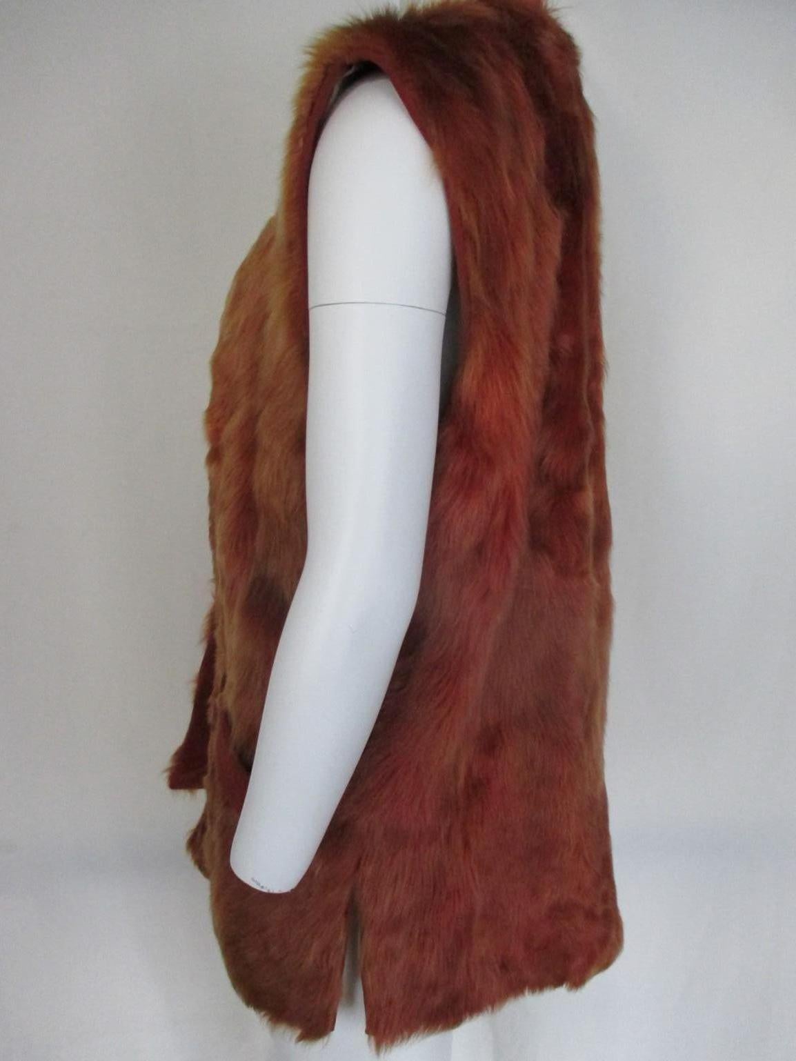 Brown Sleeveless soft Lamb Fur Reversible Vest For Sale