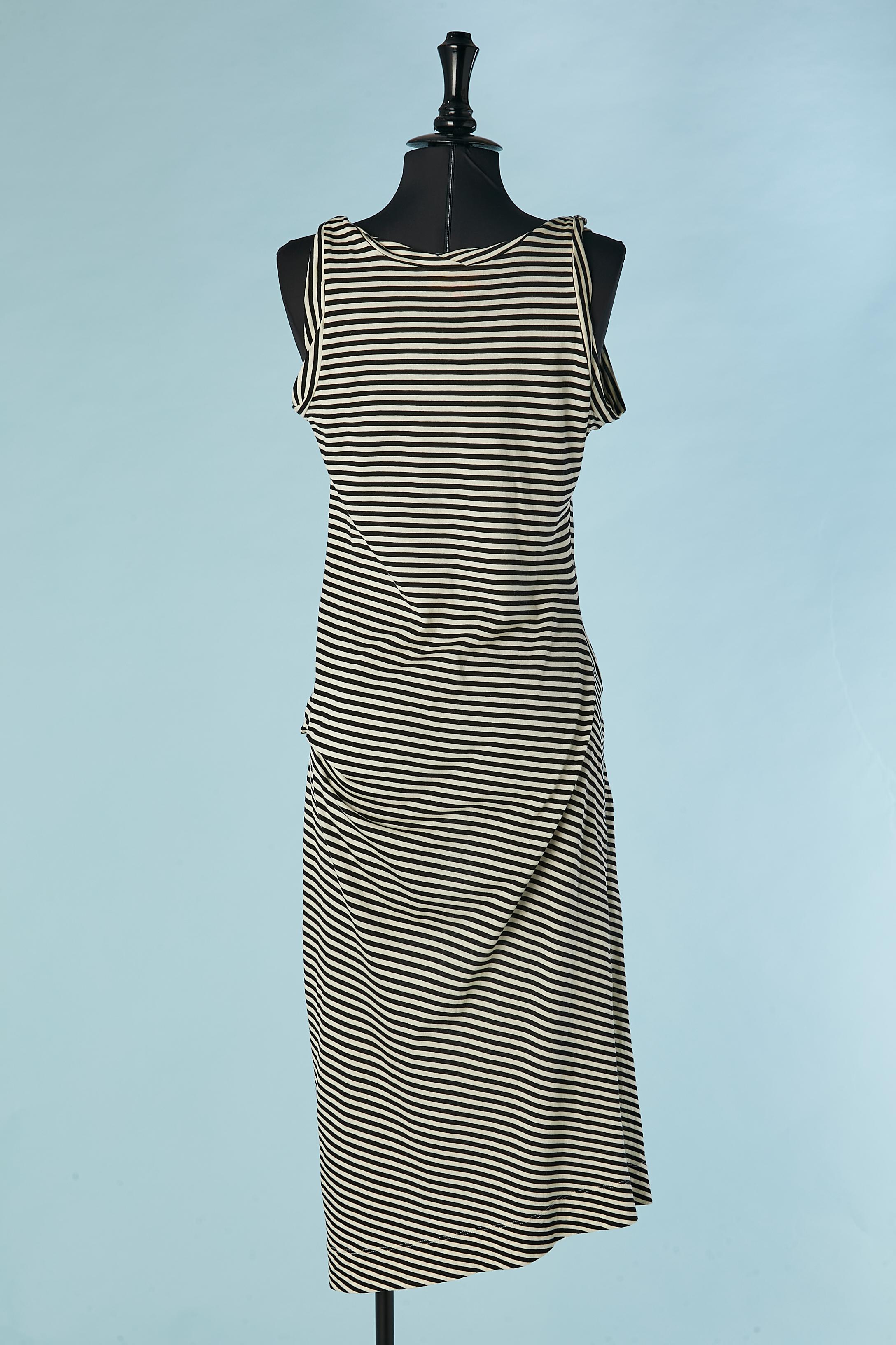 Sleeveless striped cotton dress draped on the hips Vivienne Westwood Red Label  For Sale 1