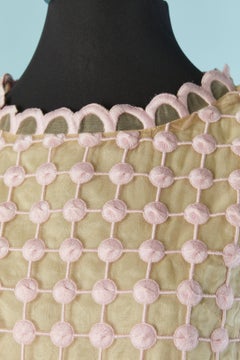 Sleeveless top and skirt ensemble in pink guipure and silk organza Red Valentino