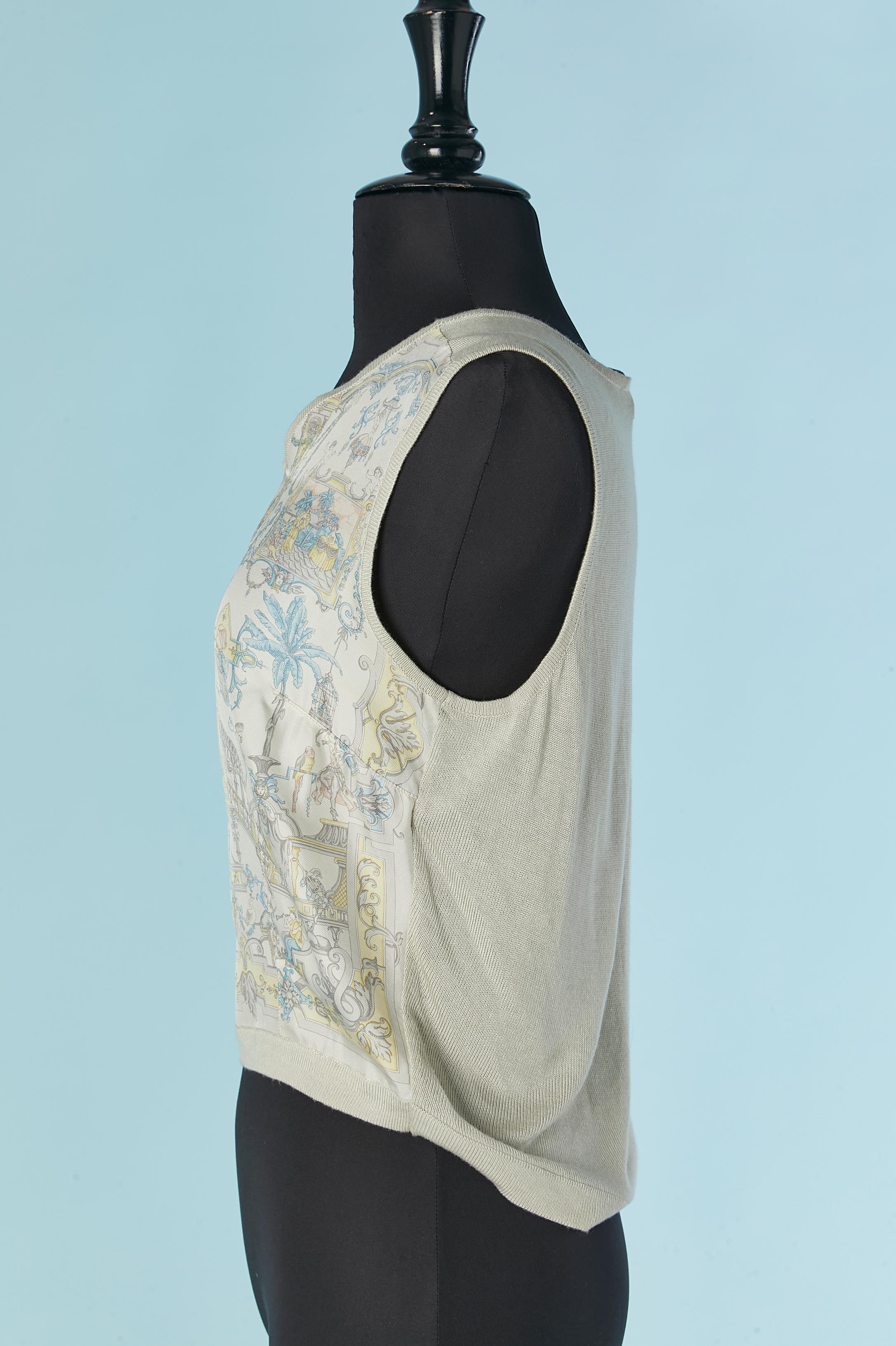 Top sans manches en soie imprimé sur le devant et tricoté dans le dos ETRO Pour femmes en vente