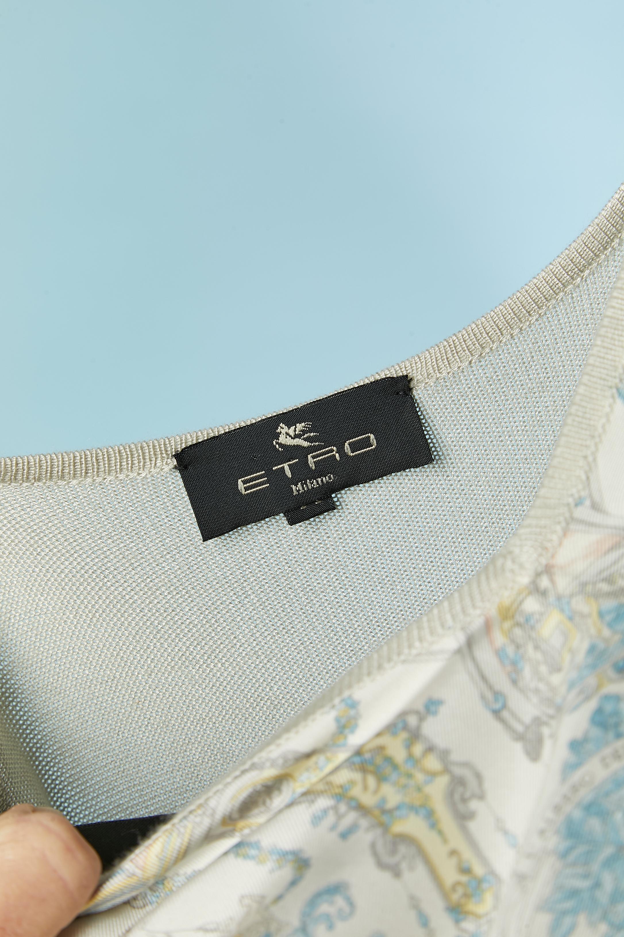 Top sans manches en soie imprimé sur le devant et tricoté dans le dos ETRO en vente 4