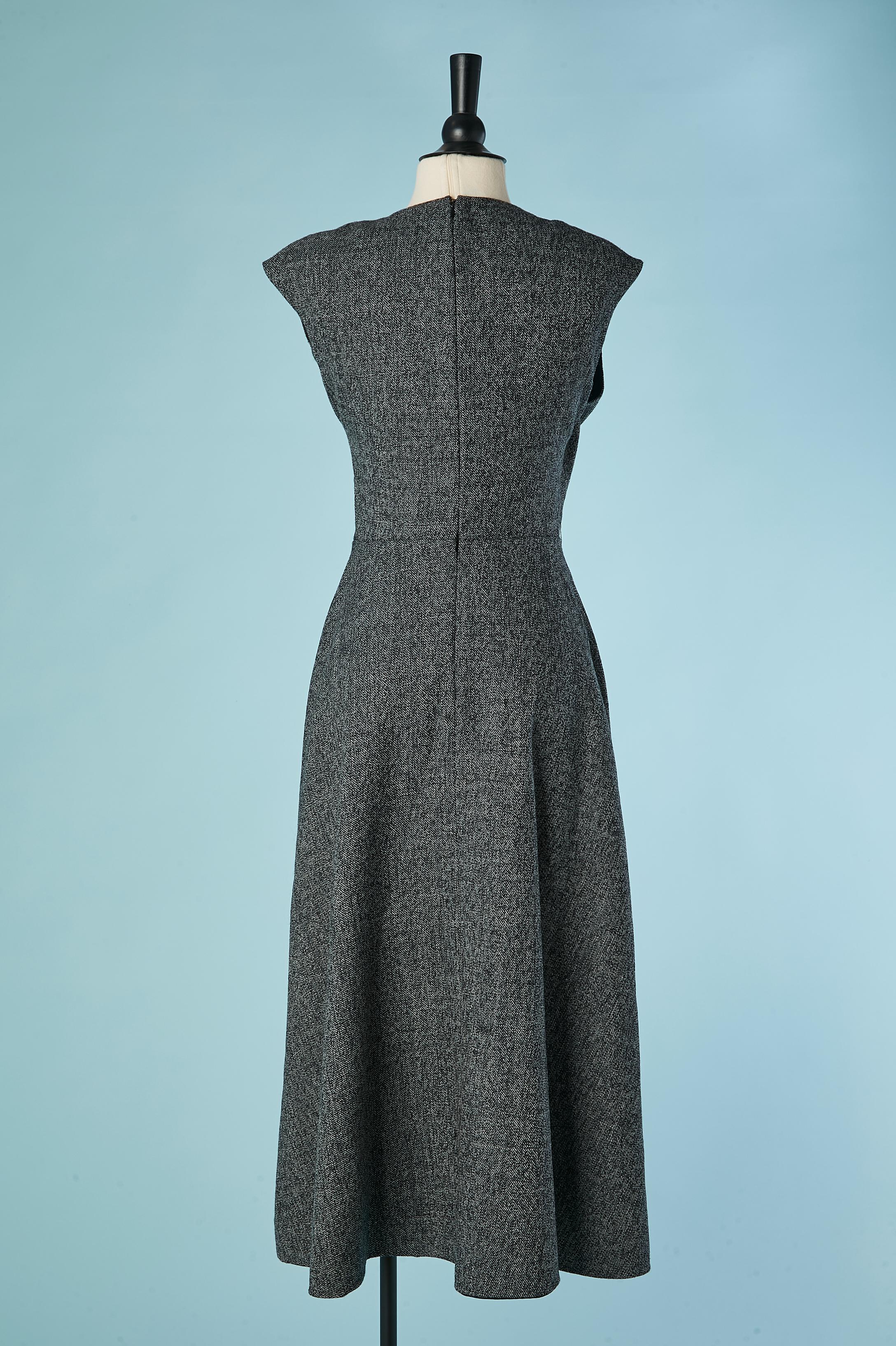 Robe sans manches en laine chinée enveloppée sur le buste CHRISTIAN DIOR Neuf - En vente à Saint-Ouen-Sur-Seine, FR