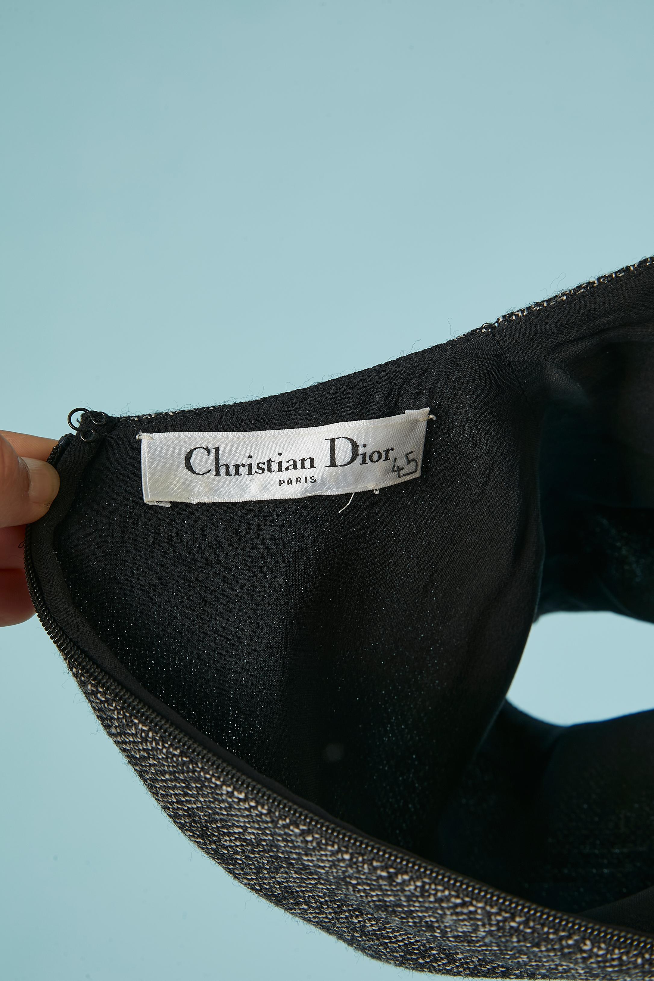 Robe sans manches en laine chinée enveloppée sur le buste CHRISTIAN DIOR en vente 1