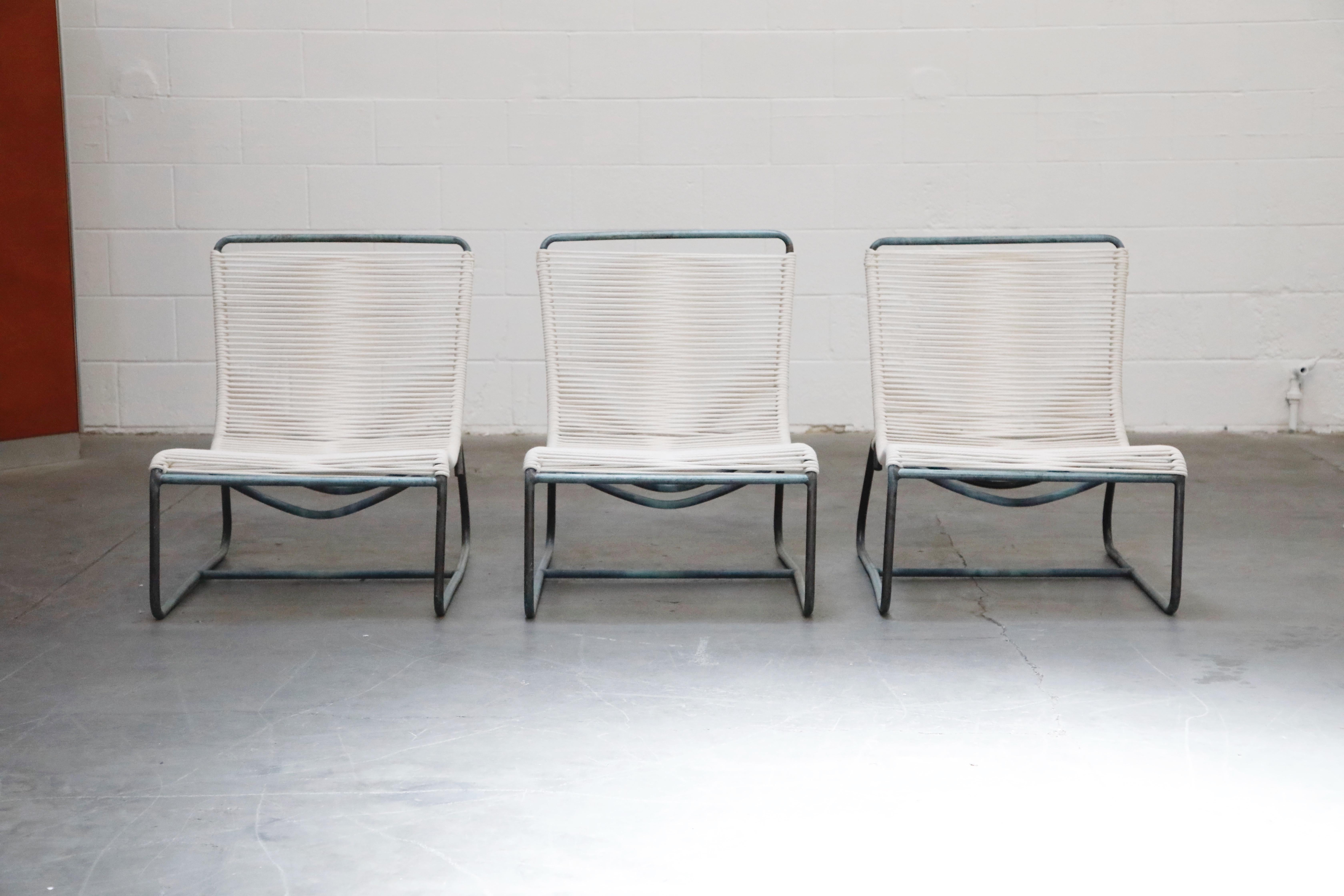 Copper Sleigh Chair and Ottoman by Walter Lamb for Brown Jordan, c 1960