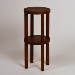 Slender American Arts & Crafts Oak Sellette Side Table