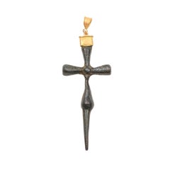 Slender Bronze cross with 21K gold accents (pendant only)