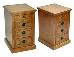 Pair of Edwardian Marquetry Chests of Drawers in Hardwood & Satinwood