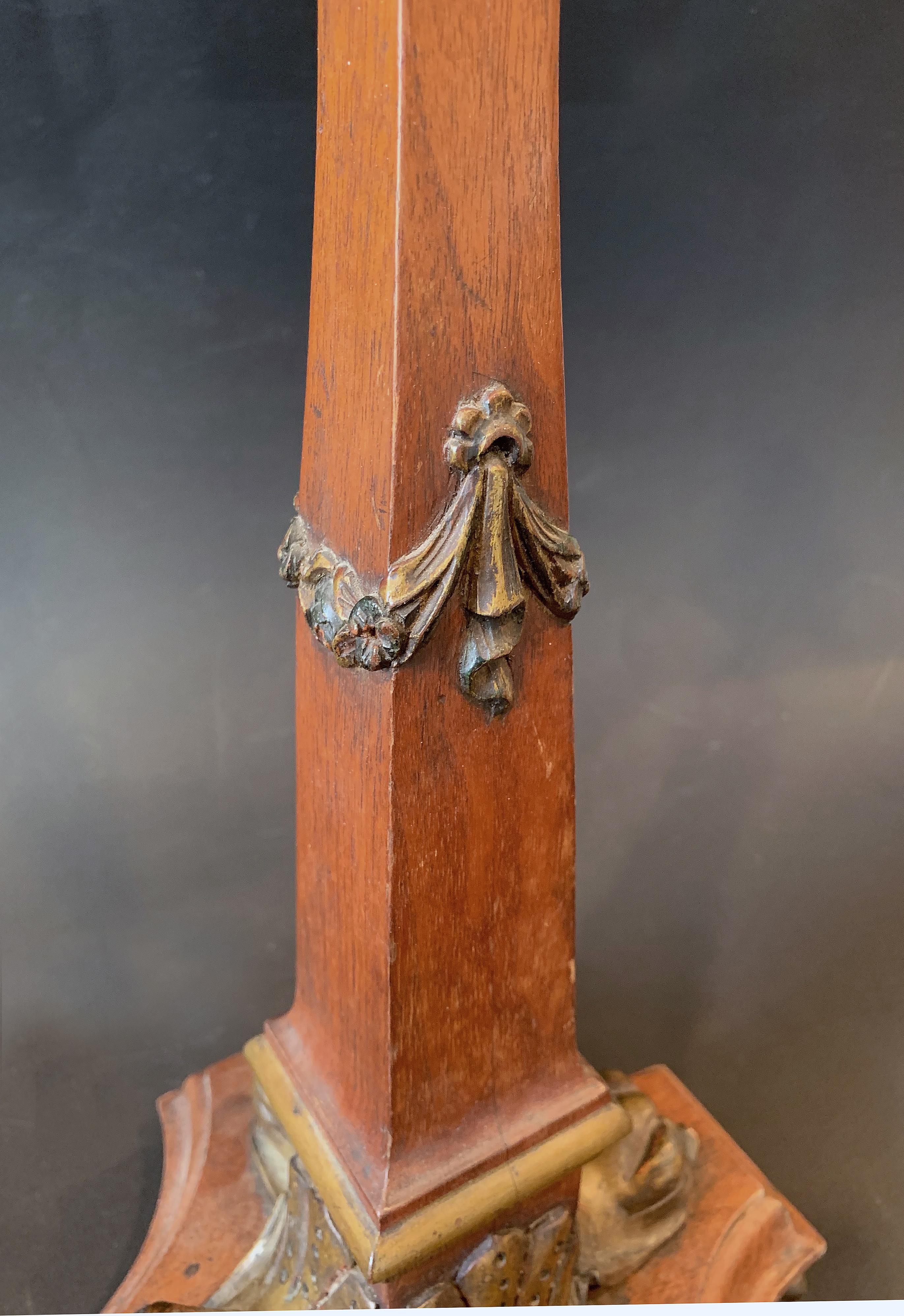 Belle Époque Slender Renaissance Revival Lamp Base with Dauphins and Hairy Paw Feet For Sale