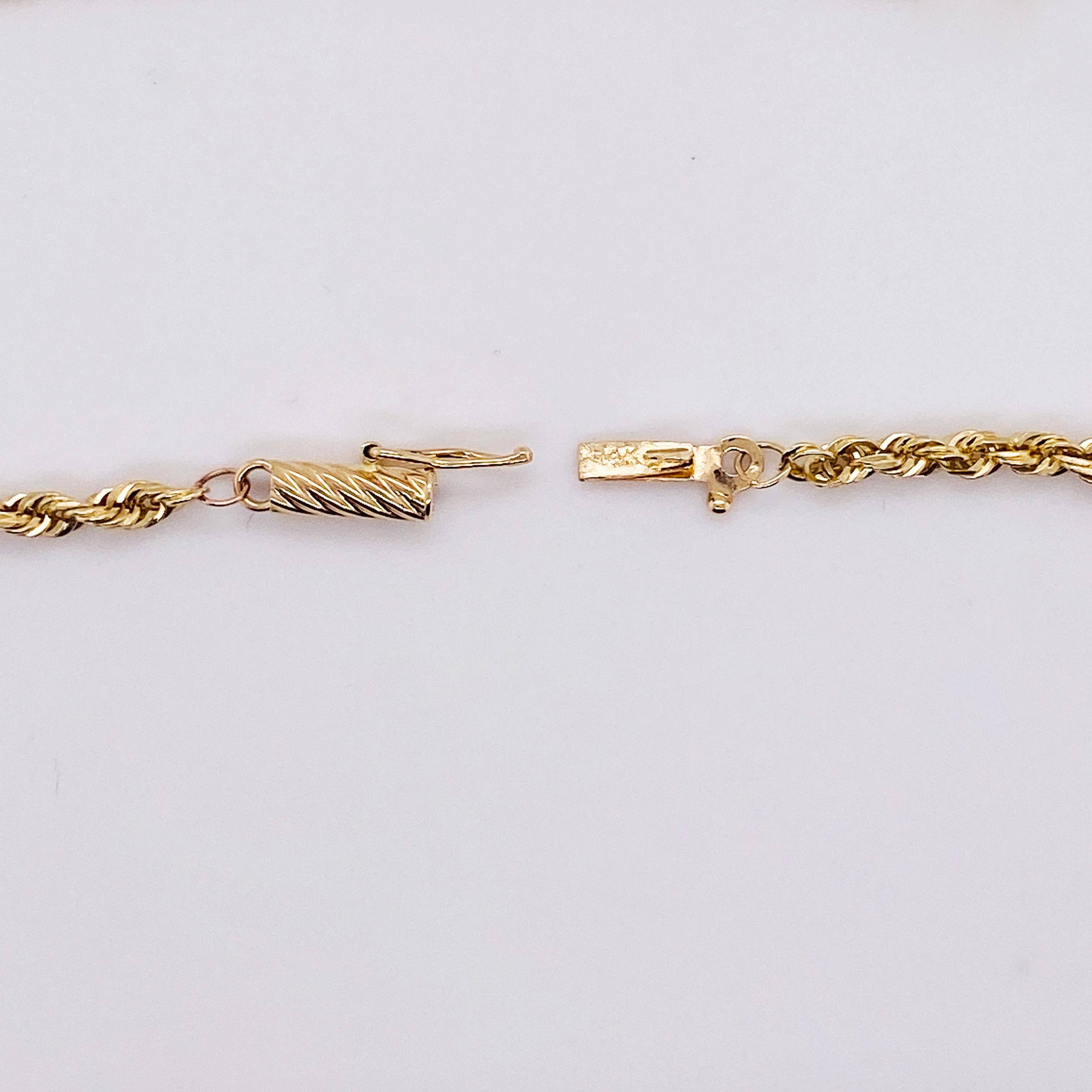 Bracelet en or jaune 14K avec chaîne en corde, fermoir baril, LV empilable Neuf - En vente à Austin, TX