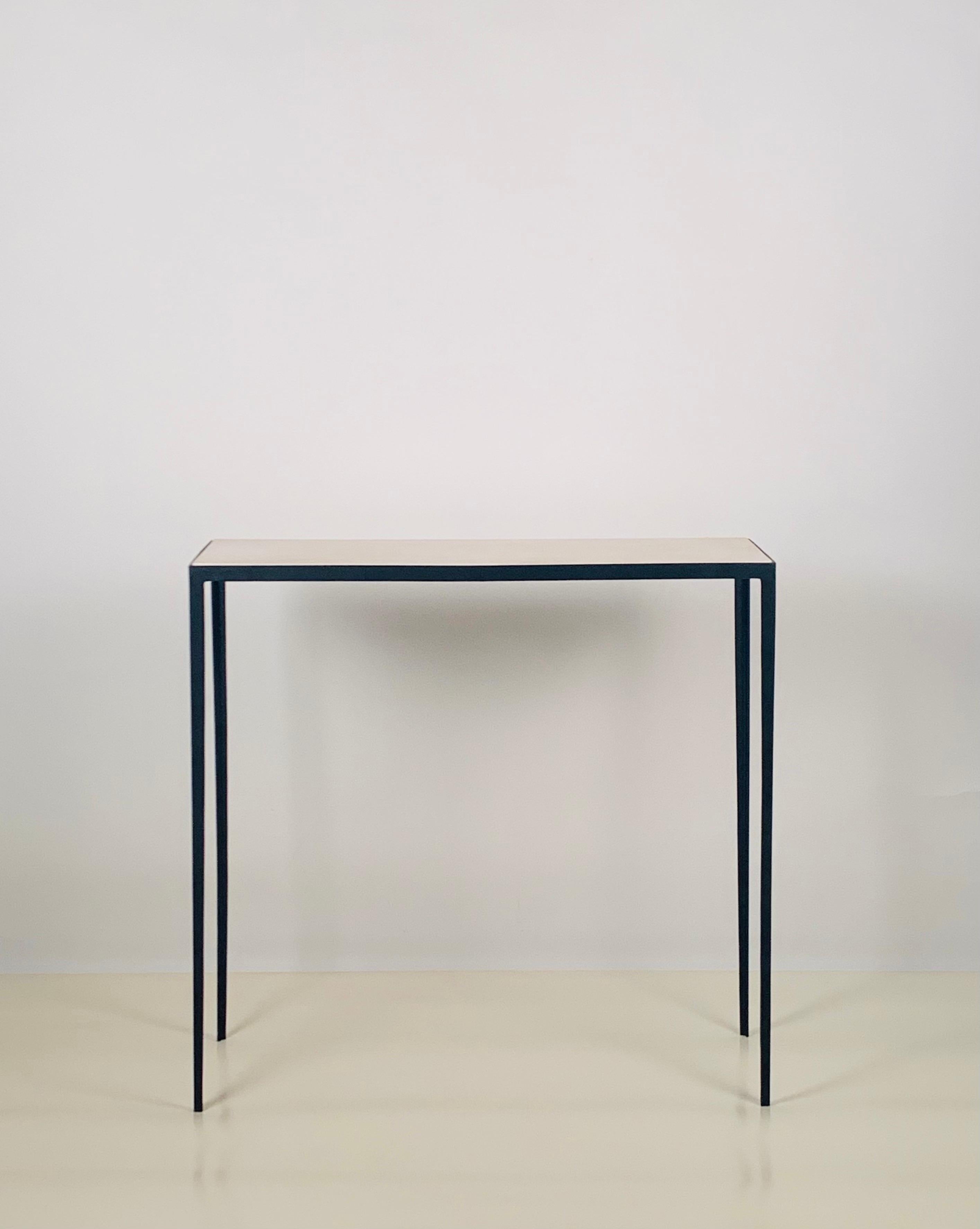 Art Deco Slender Wrought Iron and Parchment 'Etude' Console For Sale