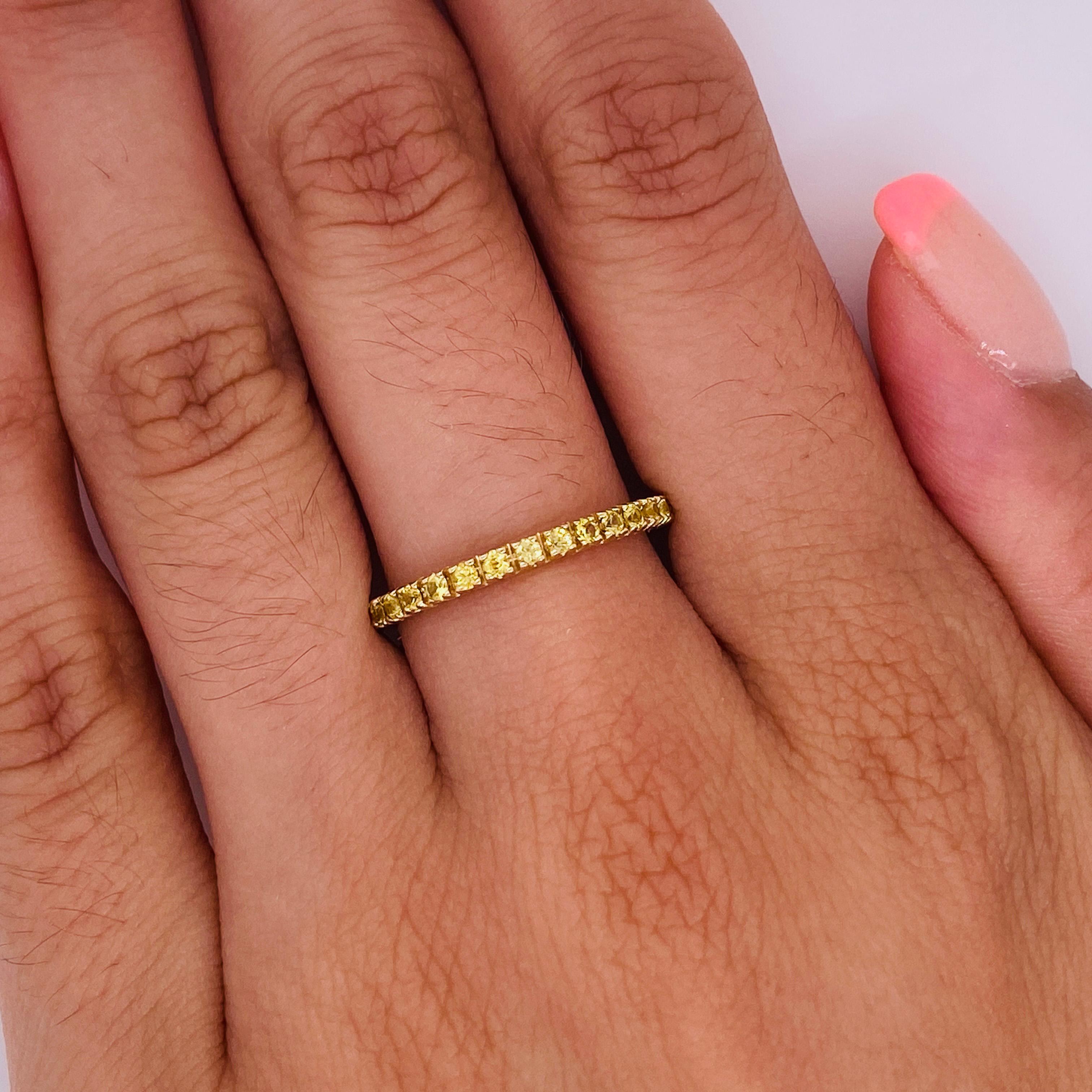 For Sale:  Slender Yellow Sapphire Stackable Band, .52 Carats in 14K Yellow Gold Lv 2