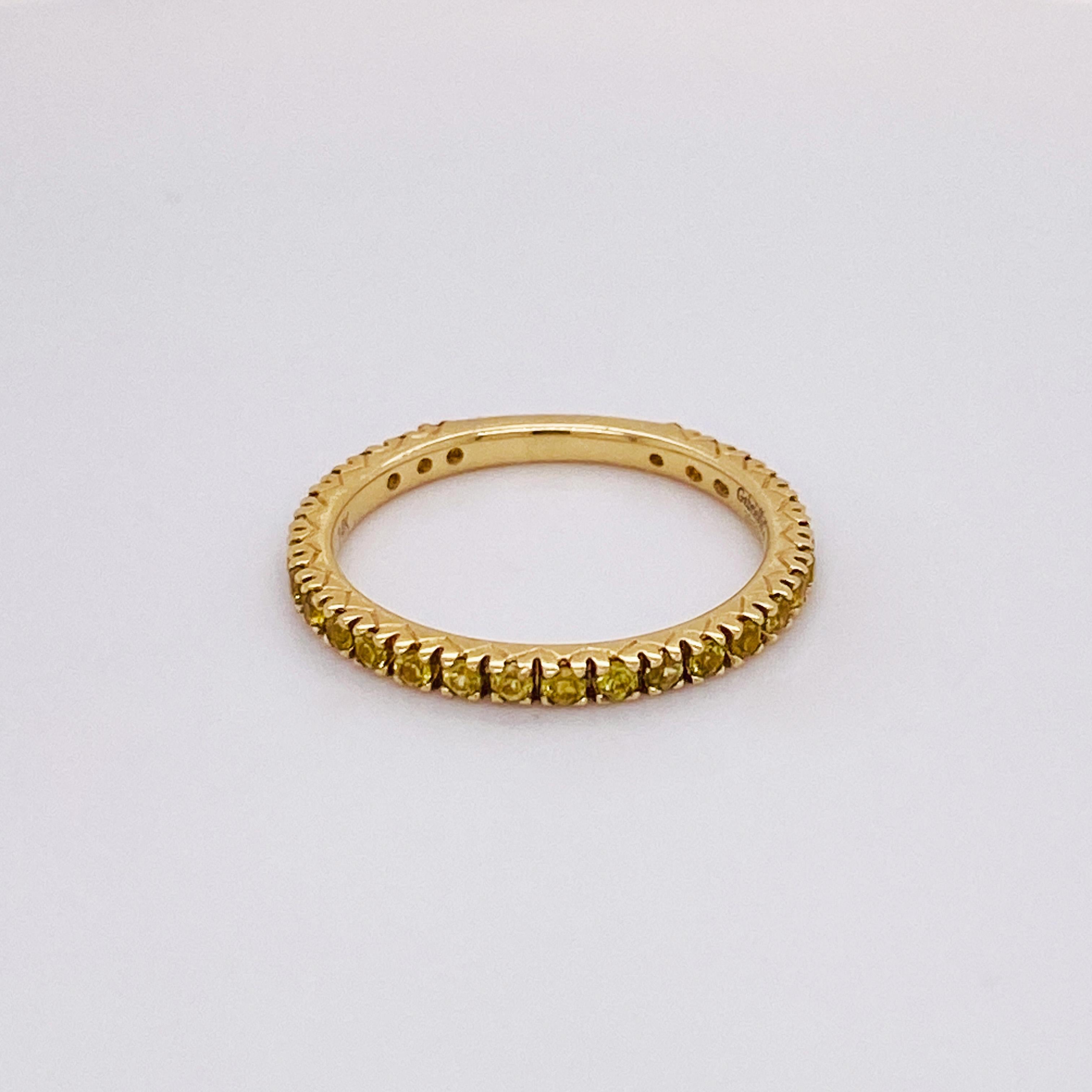 For Sale:  Slender Yellow Sapphire Stackable Band, .52 Carats in 14K Yellow Gold Lv 3