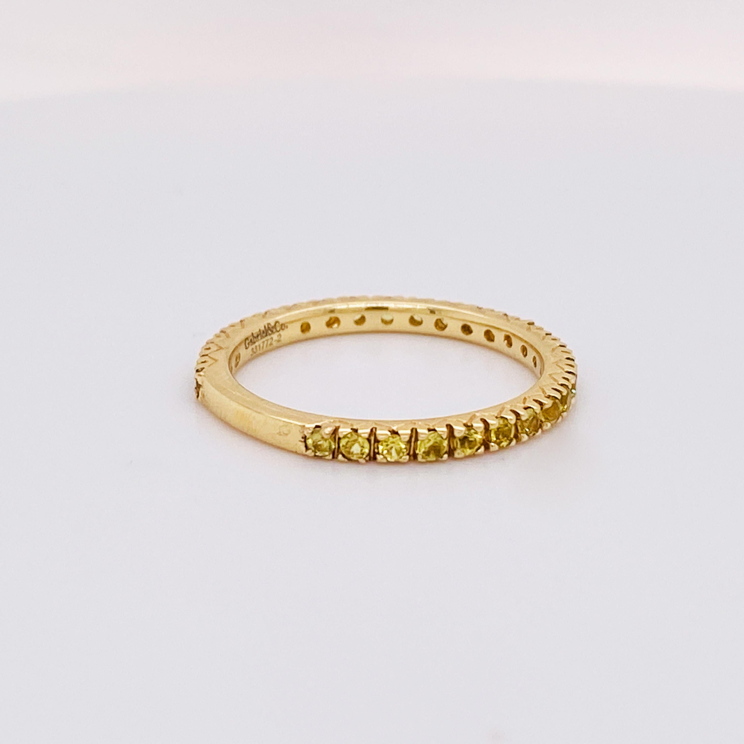 For Sale:  Slender Yellow Sapphire Stackable Band, .52 Carats in 14K Yellow Gold Lv 4
