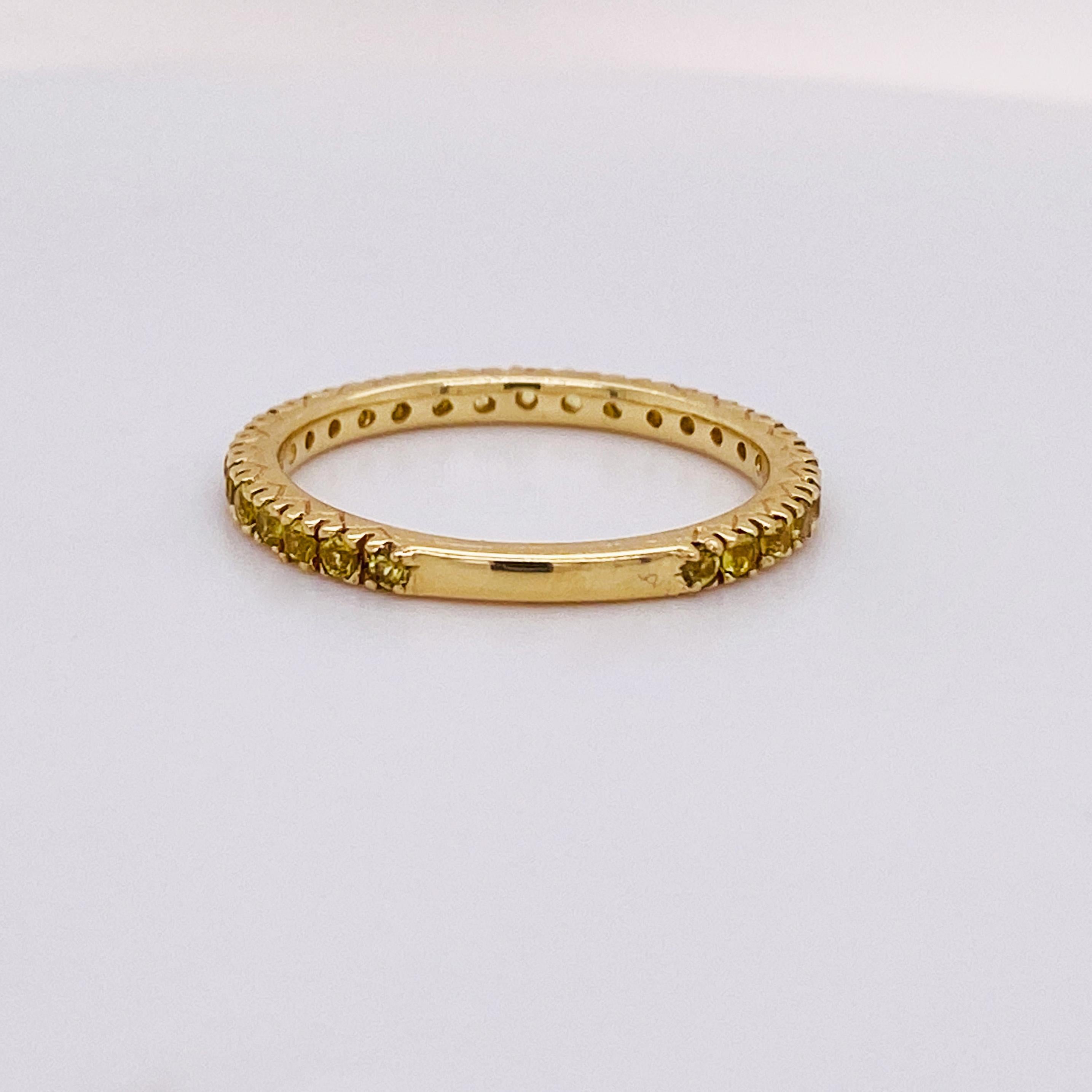 For Sale:  Slender Yellow Sapphire Stackable Band, .52 Carats in 14K Yellow Gold Lv 5