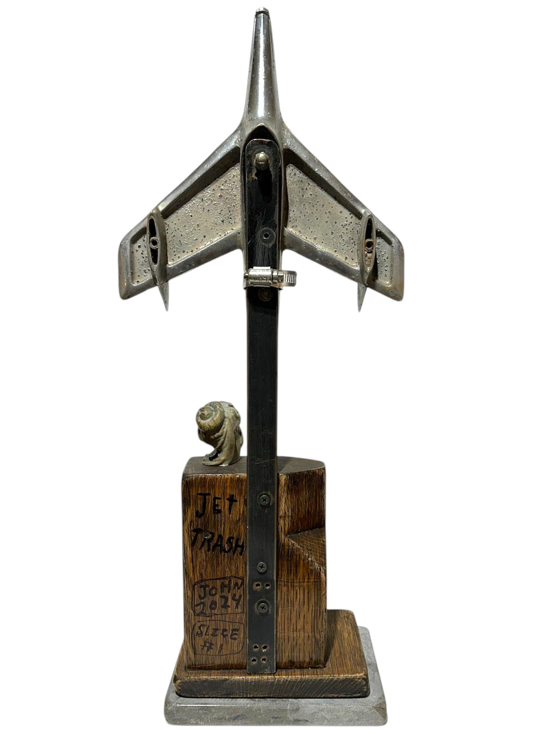 Slice #1, Objet d'Art - Sliced Figurine with Hood Ornament on a Marble Base In New Condition For Sale In Chicago, IL