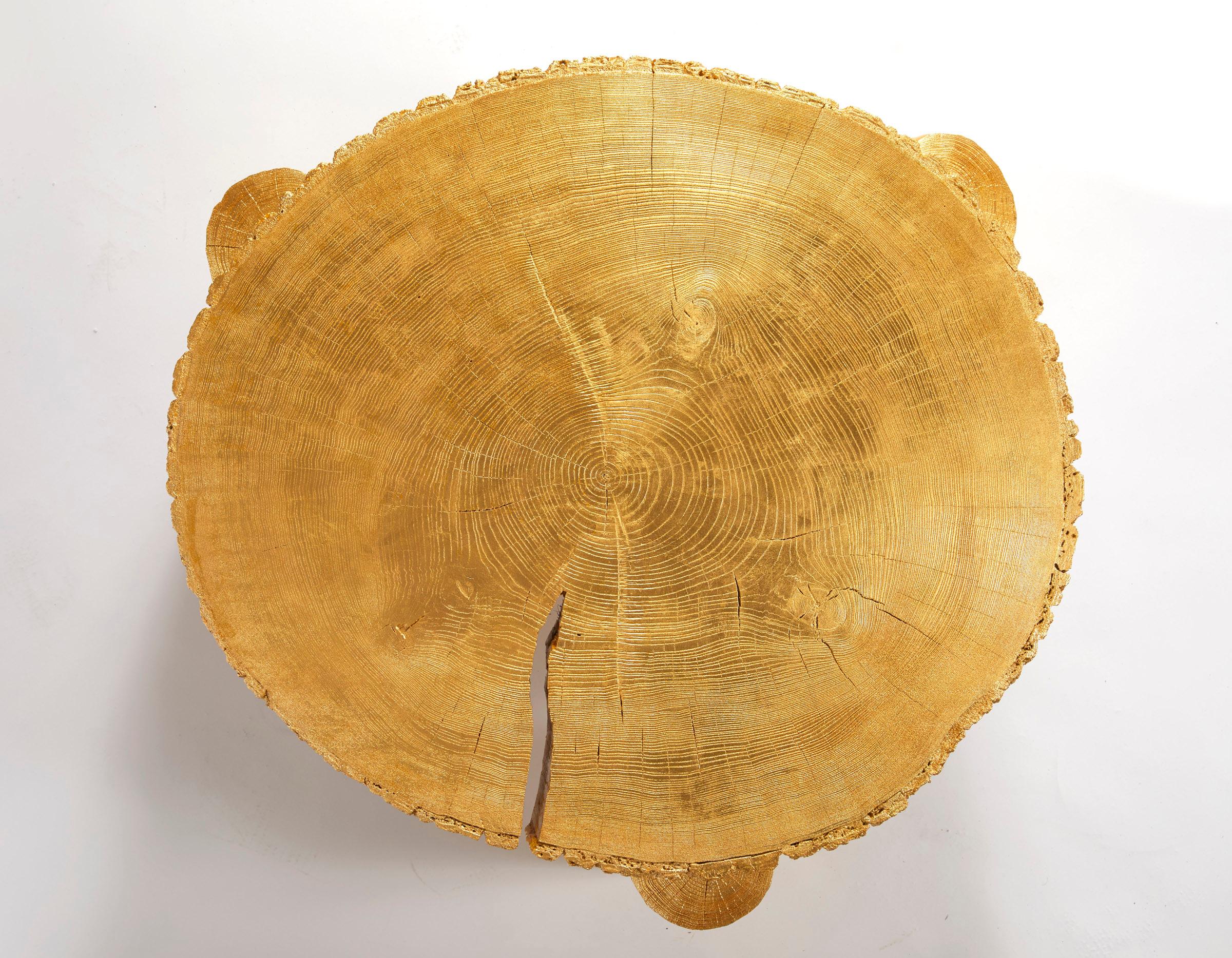 COFFEE TABLE
Cat-Berro Edition 2019
140 years old Sequoia slice. Golden leaves.
O 75cm. H35cm. 
One off piece.

Pricing does not include sales tax (French VAT) if applicable.


