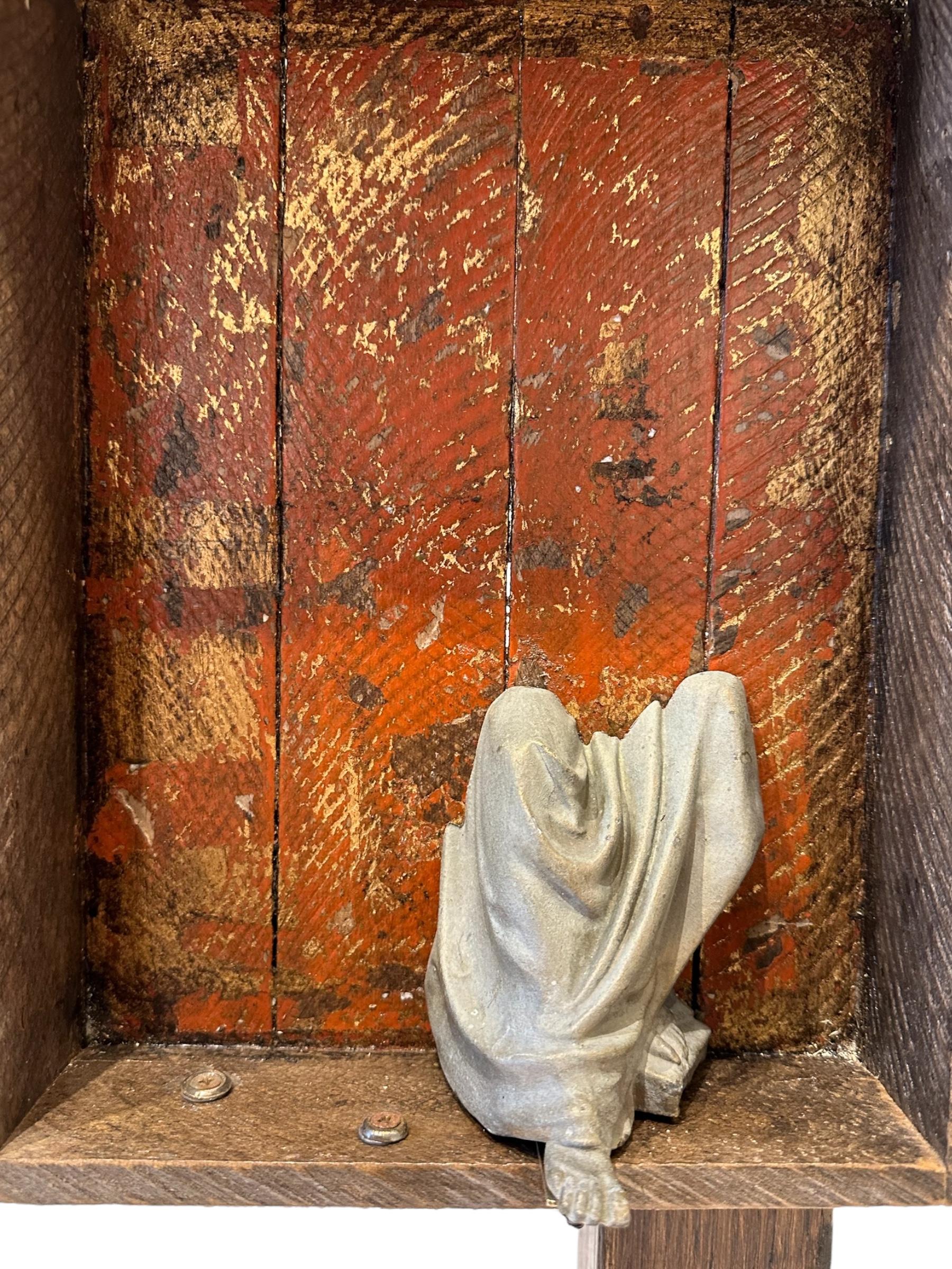 Self-taught artist John Seubert, AKA John Dolly, uses objects he uncovers as he rehabs older homes in Chicago. This piece has a 