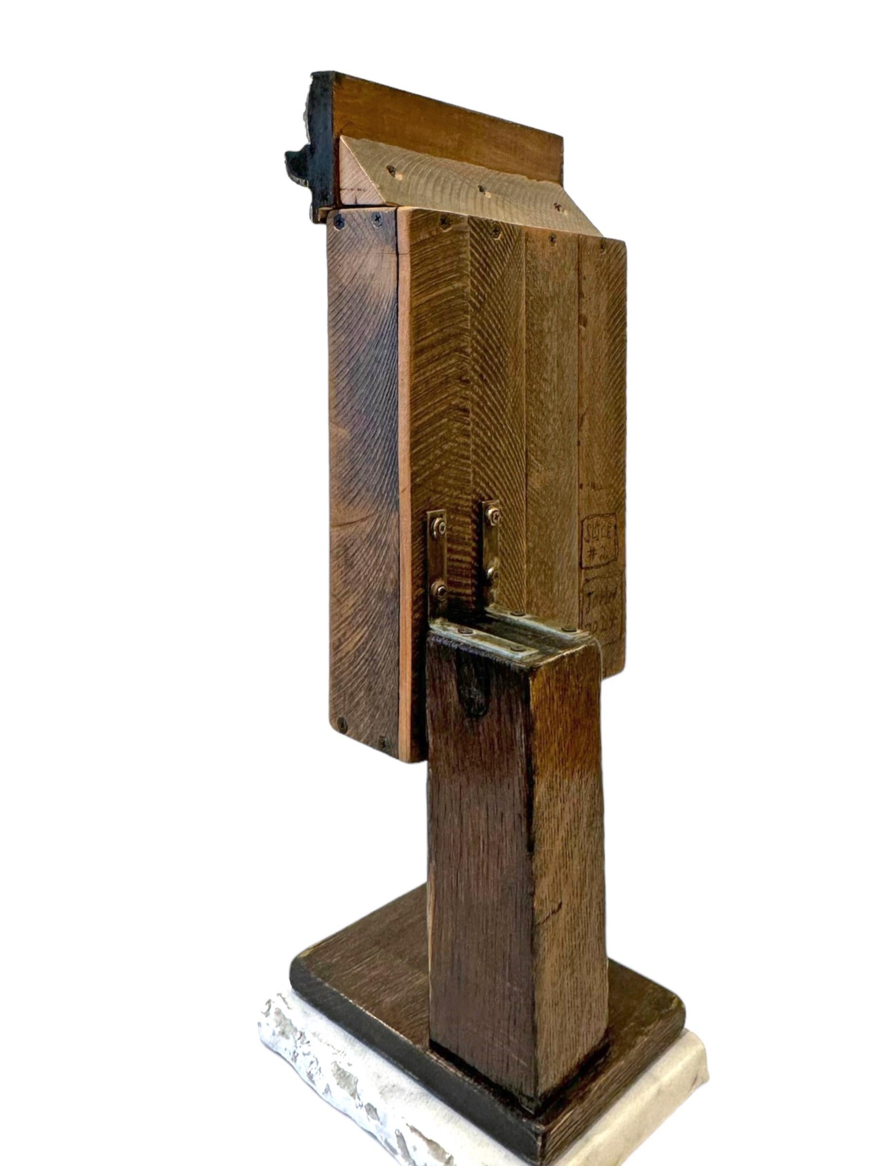 Hand-Crafted Slice #2 , Objet d'Art - Shrine with Found Objects on a Marble Base For Sale