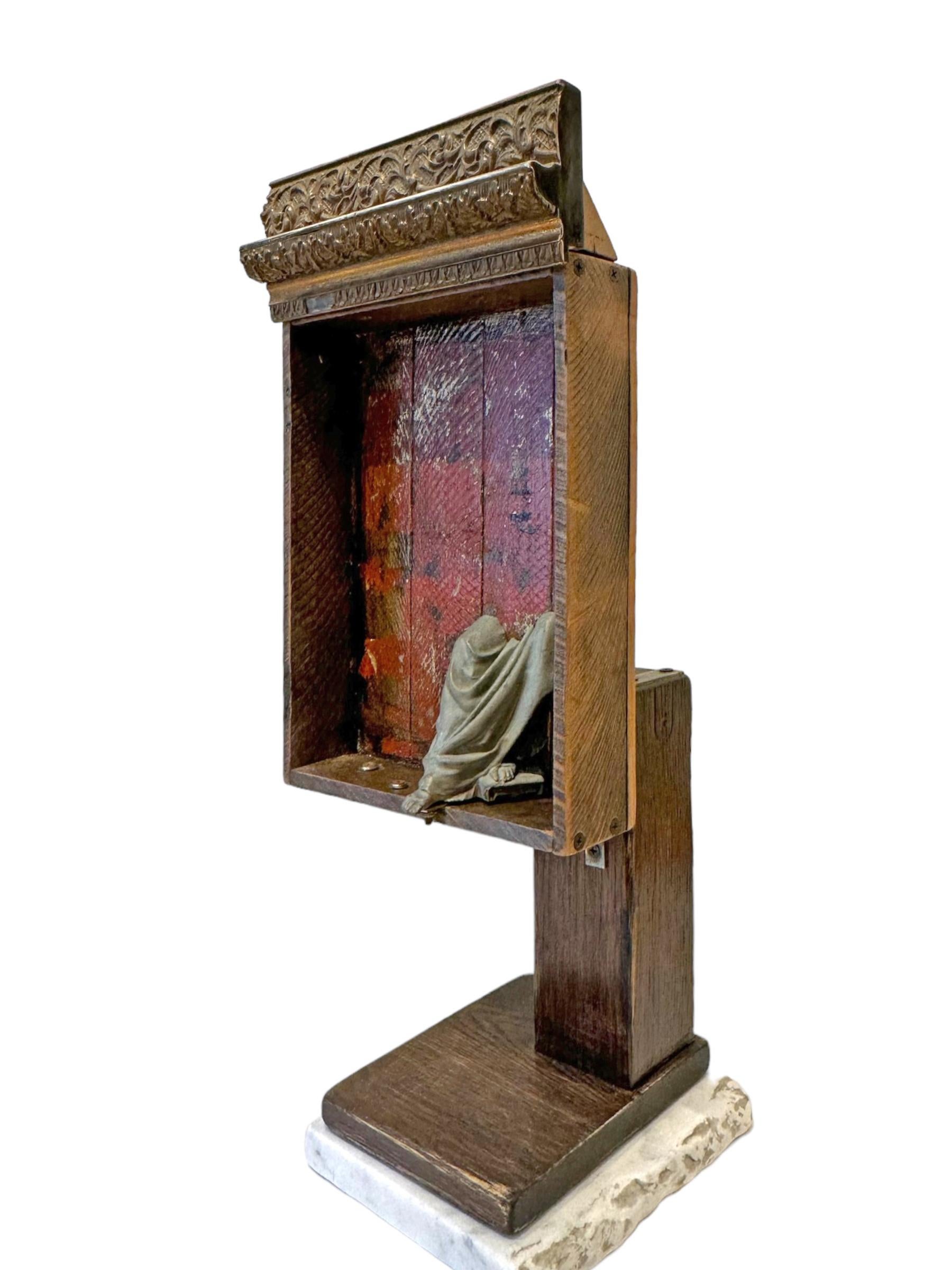 Slice #2 , Objet d'Art - Shrine with Found Objects on a Marble Base In New Condition For Sale In Chicago, IL