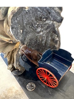 Rebanada nº 3 , Objet d'art - Figurita rebanada con caballo de juguete y carro sobre base de mármol