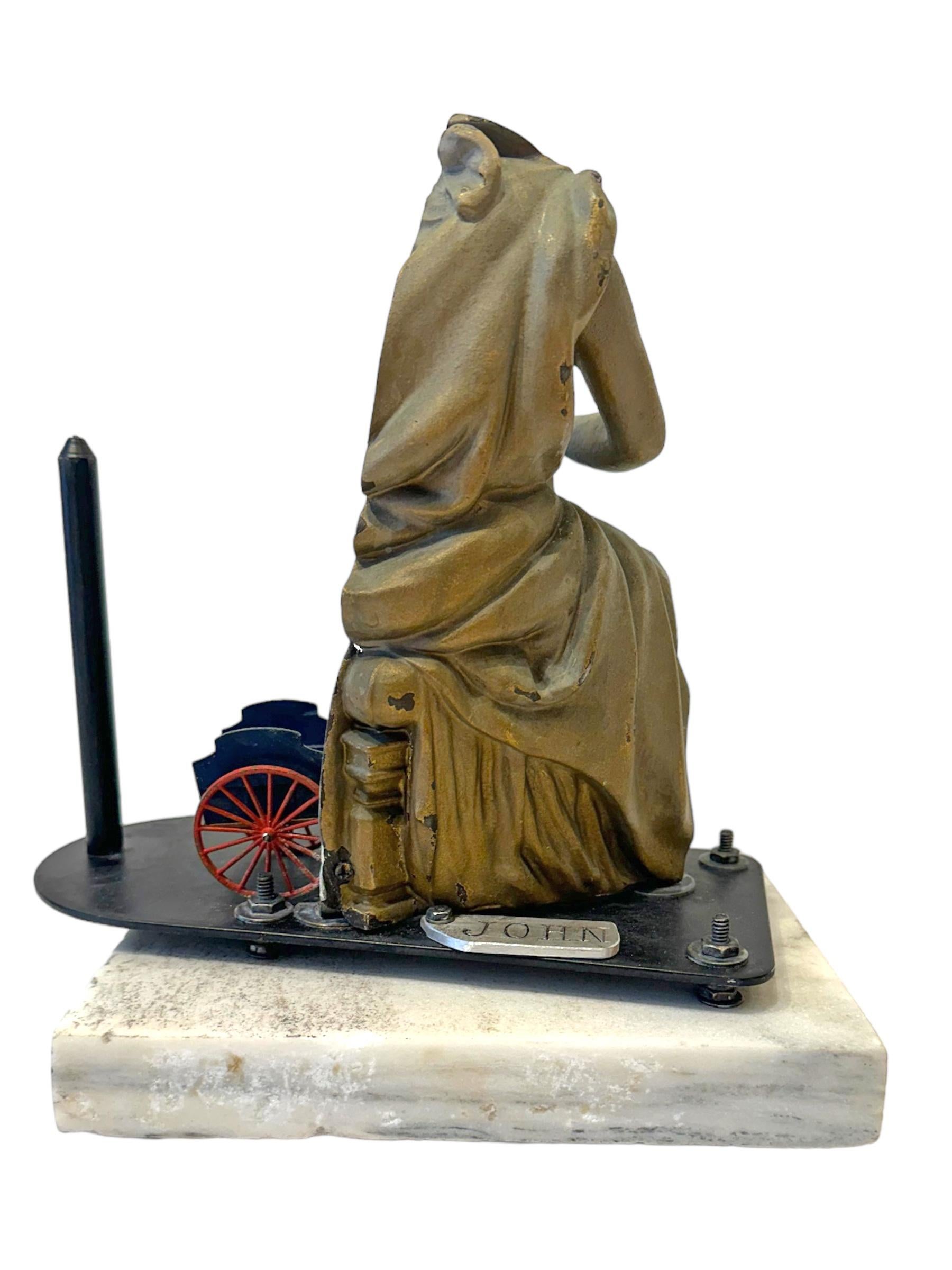 Slice #3 , Objet d'Art - Sliced Figurine with Toy Horse & Cart on a Marble Base In New Condition For Sale In Chicago, IL