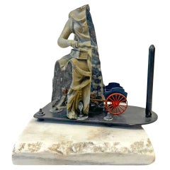 Slice n° 3, Objet d'Art - Figurine coulissante avec cheval et chariot de jouet sur une base en marbre
