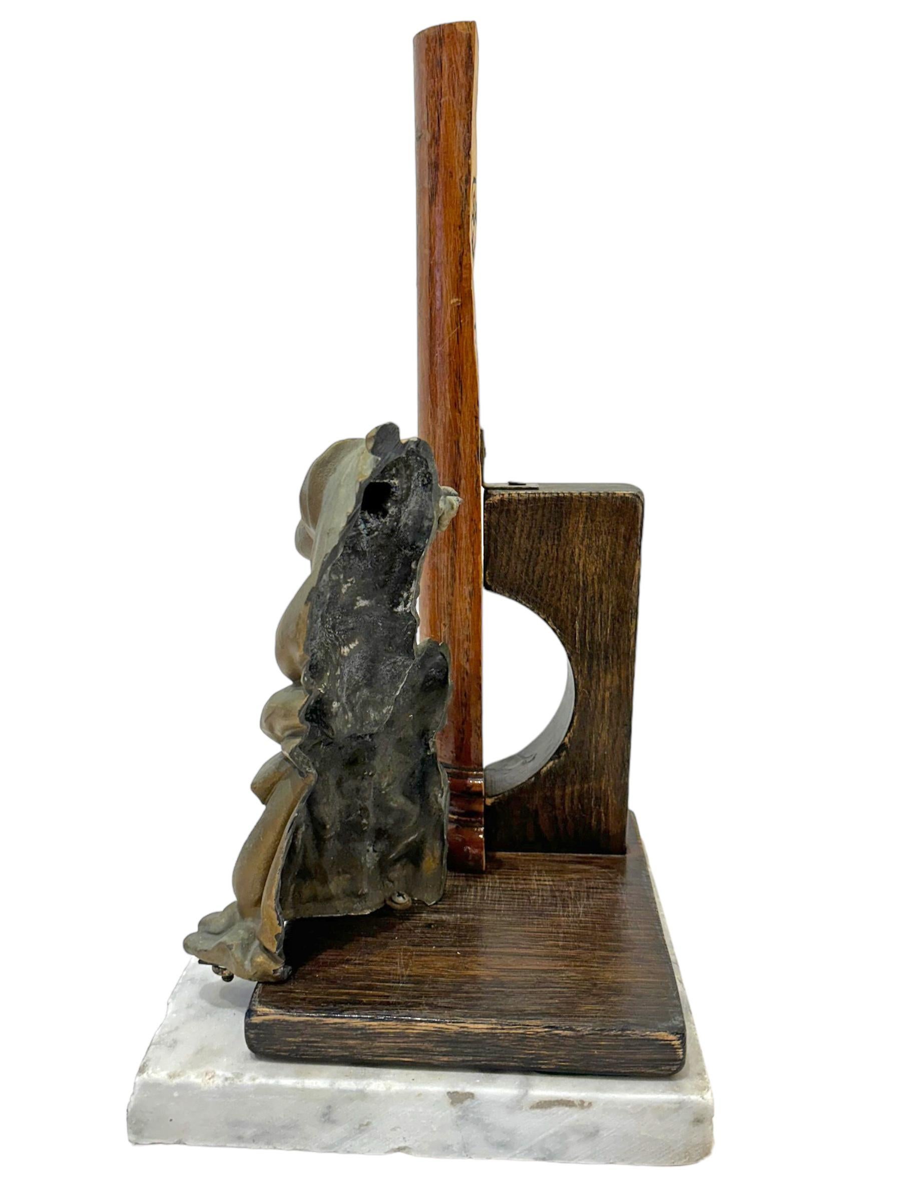 Modern Slice #4 , Objet d'Art - Sliced Figurine with Wooden Column on a Marble Base For Sale
