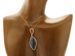 Slice 9.68 Carat Multi Sapphire and 0.48 Carat Diamonds 14 Karat Gold Necklace