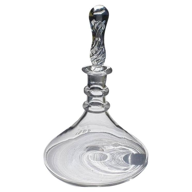 Slice and Flute Glass Whiskey or Wine Decanter with Art Glass Stopper - 1920s