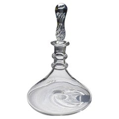 Vintage Slice and Flute Glass Whiskey or Wine Decanter with Art Glass Stopper - 1920s