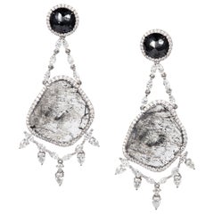 Manpriya B Slice, Black Rose Cut 
Fancy Diamond 18K Gold Chandelier Earrings