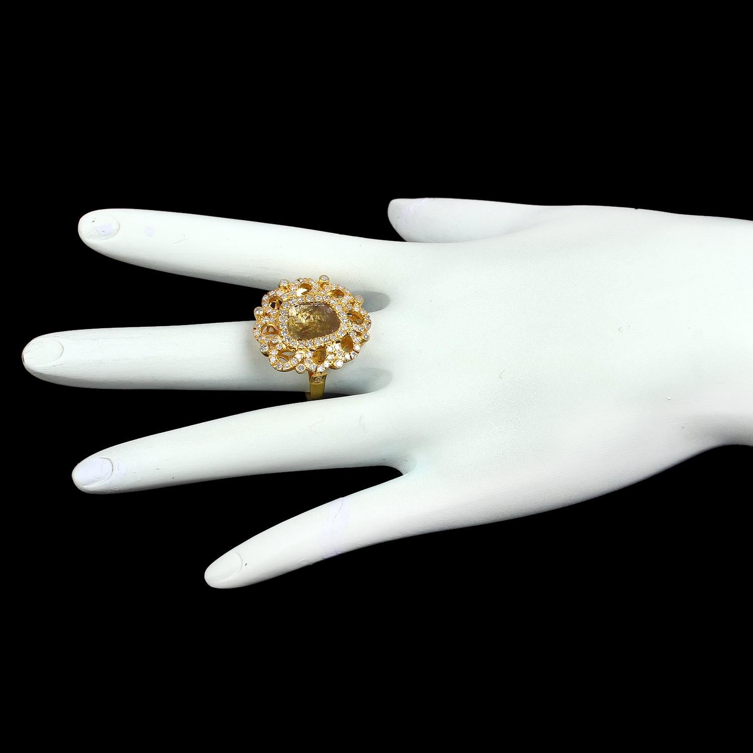 Mixed Cut Slice Daimond Cocktail Ring With Pave Diamond Made In 18k Yellow Gold For Sale
