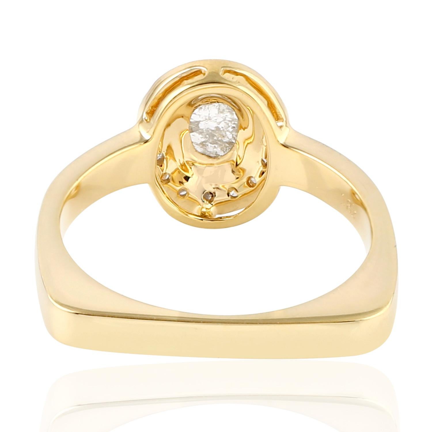 Contemporary Slice Diamond 18 Karat Gold Ring For Sale