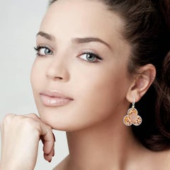 Slice Diamond 18k Gold Dangle Earring With Multi Color Diamonds