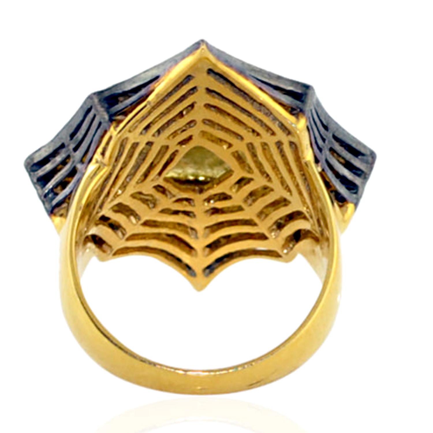 Mixed Cut Slice Diamond Cocktail Ring With Diamonds Made In 14k Gold & Silver For Sale