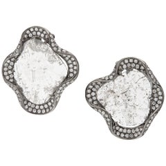 Manpriya B Slice and White Diamond 18K Gold Curvilinear Stud Clip-On Earrings
