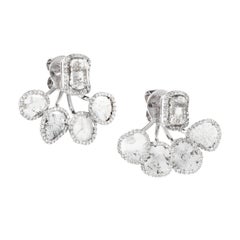 Manpriya B Slice White Diamond 18K White Gold Ear Jackets Stud Earrings